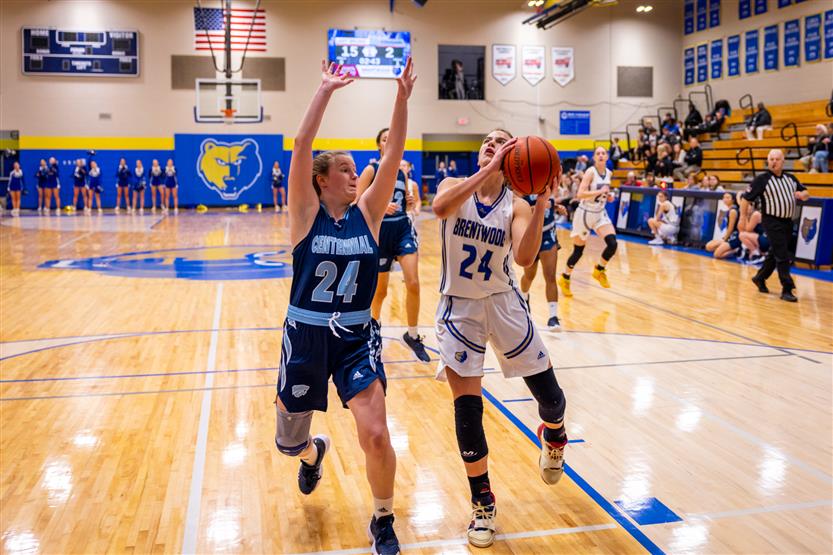 Students playing basketball